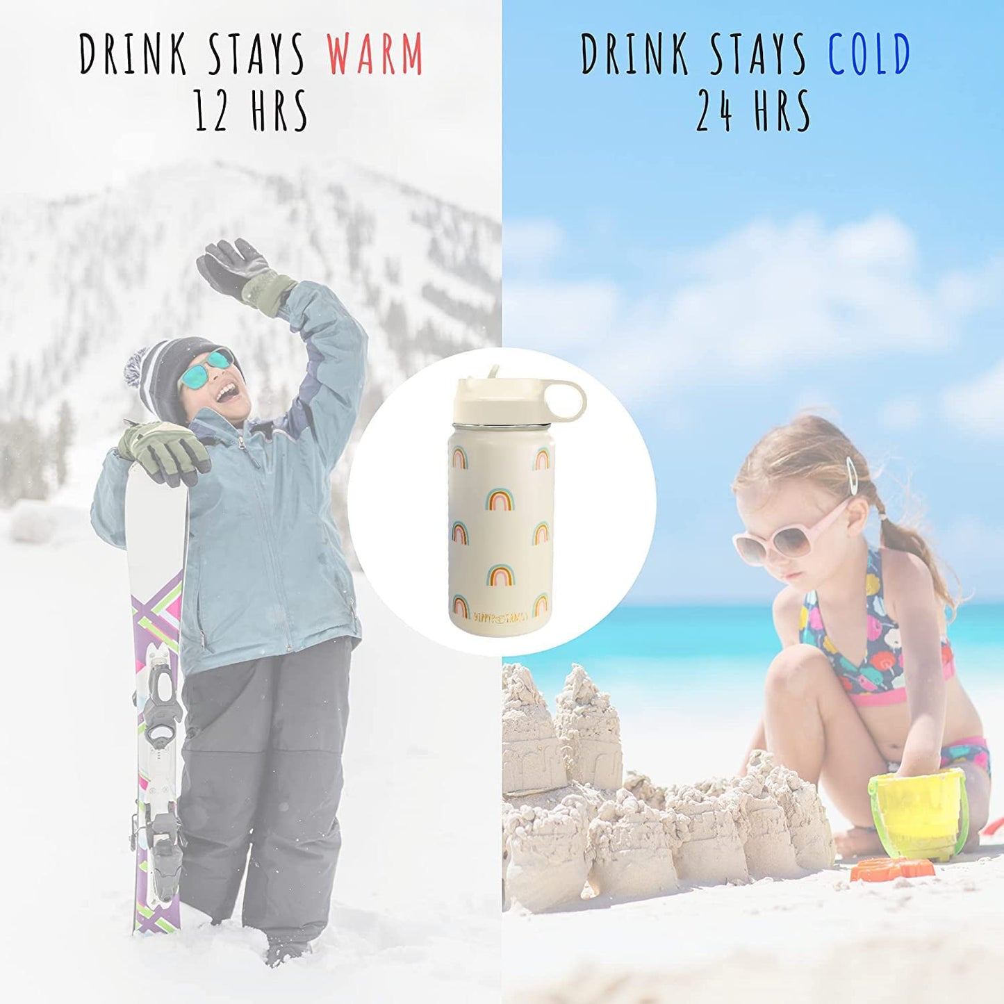 Vacuum Insulated Stainless Steel Thermos With Straw Lid & Spout For Toddlers