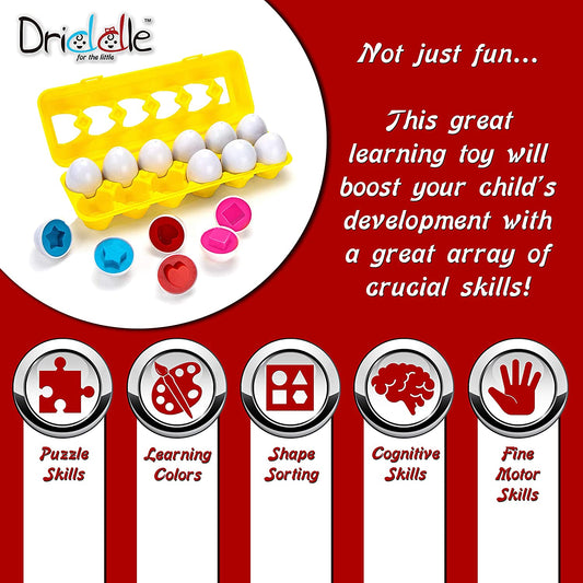 Color & Shapes Matching Egg Toy - Shape Sorting & Color Recognition Learning Toy for Toddlers